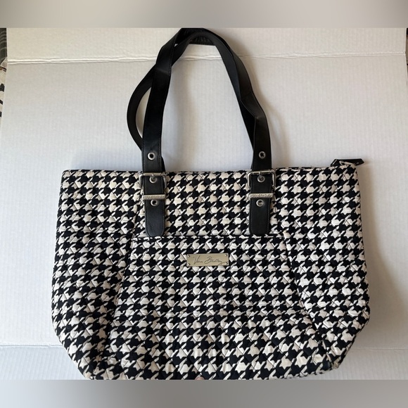 VERA BRADLEY quilted houndstooth tote weekend bag teacher purse travel casual - Picture 8 of 16